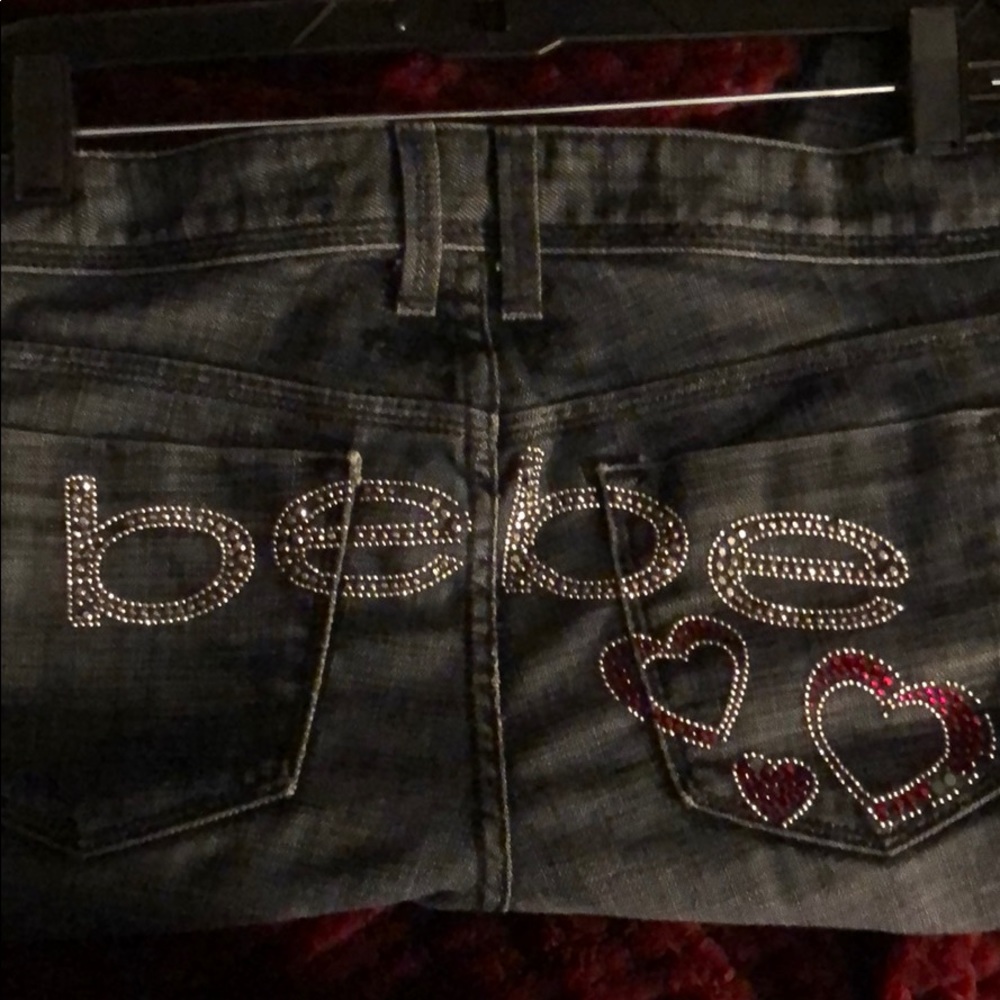 Bebe Jeans With Bling & Heart On Back